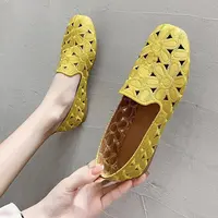 tenis feminino 2026 Square Toe Loafers Women Leather Ballet Flats Ladies Hollowed Summer Trip Shoes Woman Flats - Image 4
