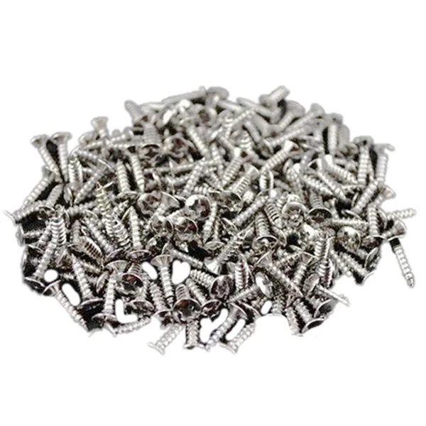 New A26P 100pcs Guitar Pickguard Screws For Fender Strat/Tele Electric Guitar Bass silver