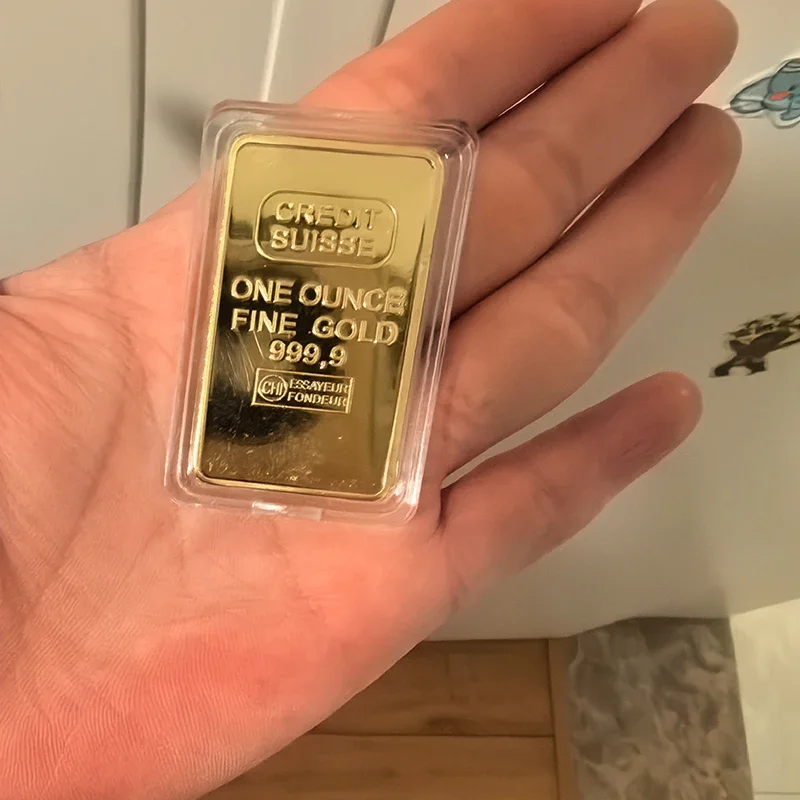 Home Office Desk Ornament Gold Plated Copper Mini Gold Bar Replica Decorative Collectible Souvenir Small Scale Model for Display