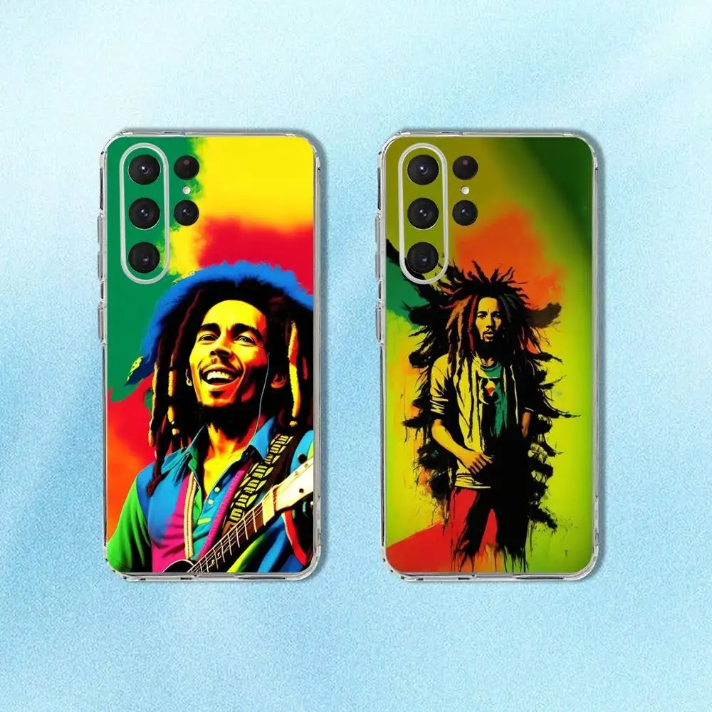 

Bob Marley Rasta Lion Phone Case For Samsung S24,30,21,22,23,20 FE,lite,PIus,Ultra,5G,Note,9,10 Transparent Cover