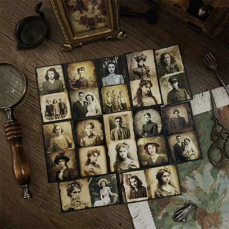 Family Retro Character Photo Scrapbook Decoration Collage Material Thick Card Without Adhesive Backing