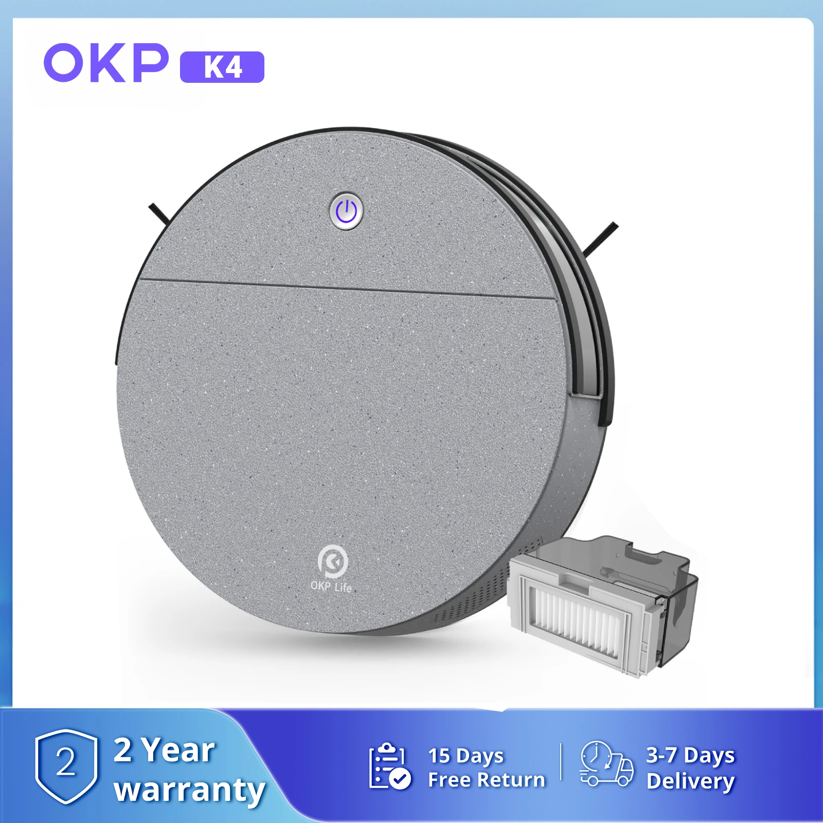 OKP K4 3600Pa Suction Robot Vacuum Cleaner,150Mins Runtime, Self-Charging home appliance, Work with Voice Controlled for Hair