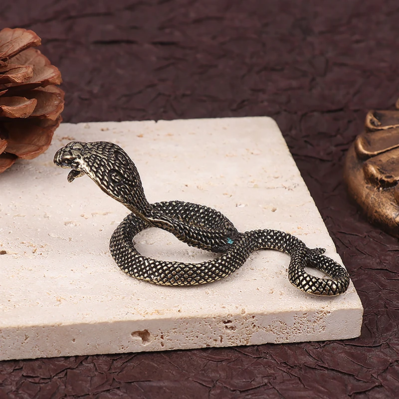 Antique Bronze Color Cobra Statue Miniature Figurines Zodiac Snake Animal Desk Decorations Ornaments Alloy Crafts