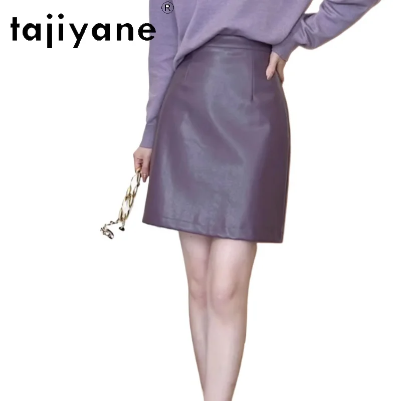 TAJIYANE Real Sheepskin Women's Skirts Elegant Fall Clothes 2024 Genuine Leather Skirt Old Money Style Short Skirt Юбка Шорты