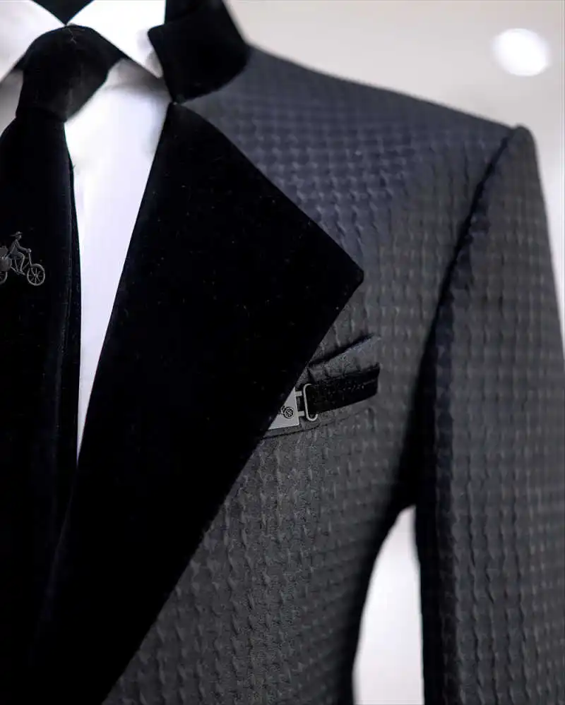 Formal Man Tuxedos Jacquard 2 Piece Set Jacket Pants Men Suit Classic Fit Single Breasted Evening Wedding Groom Customized image 3