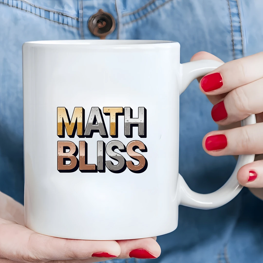 

11oz Metal Texture Letter Mug MATH BLISS Kids Family Office Cup Christmas Gift