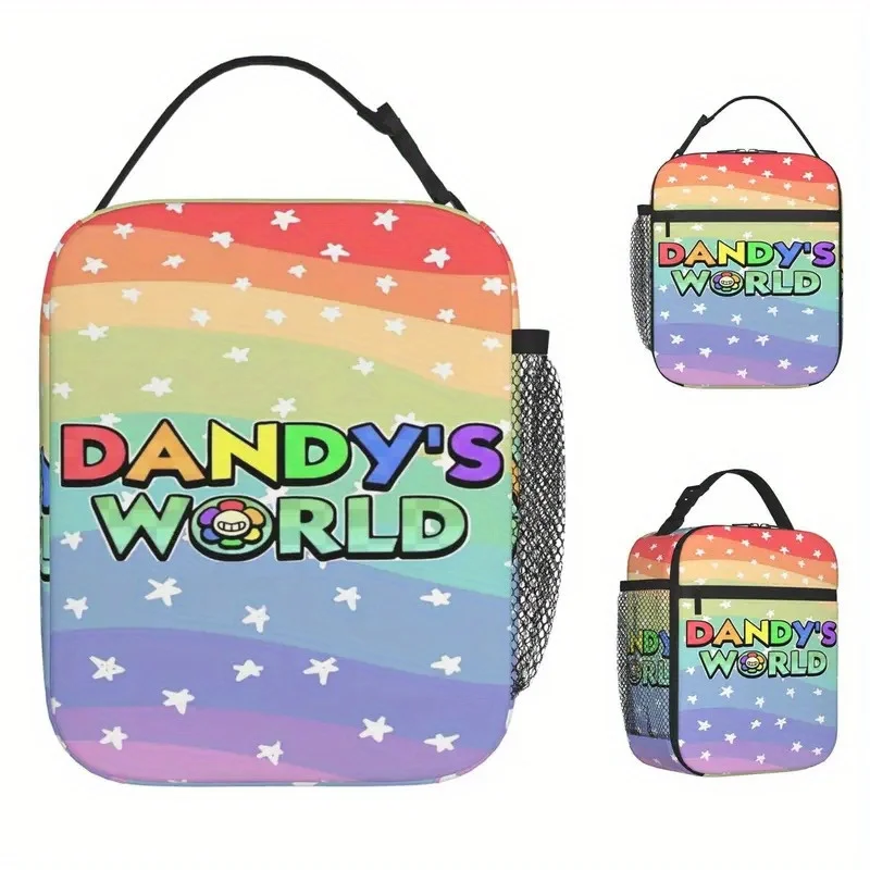 Dandy's Lunch Bag - Insulated Thermal Tote Lunch Box With Pastel Rainbow Gradient, Waterproof Oxford Fabric Cooler Bag