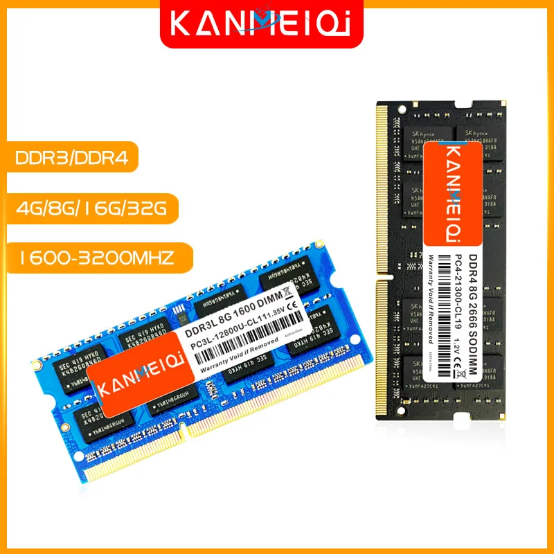 

Модуль памяти KANMEIQI ddr4 ddr3 для ноутбука PC3 PC4 16 ГБ 8 ГБ 4 ГБ 2 ГБ sodimm ОЗУ чип 1333 1600 2133 2400 2666 3200 МГц 1,2 в 1,35 в