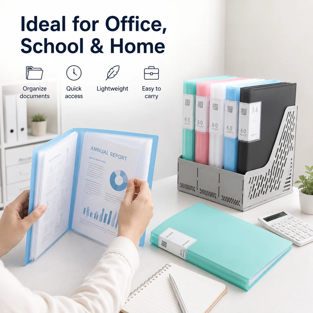 

A4 brochure folder transparent insert paper storage bag file folder multifunctional