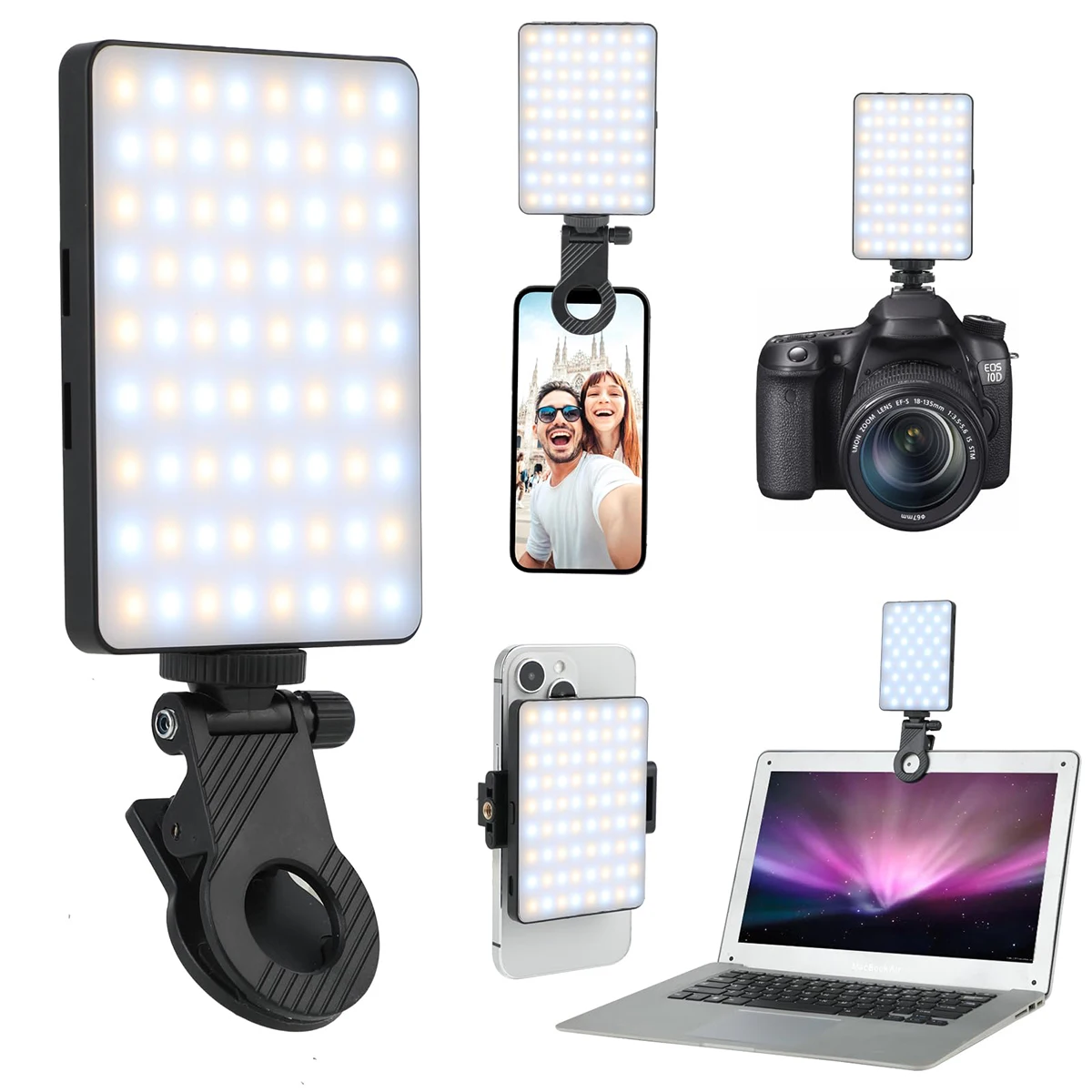 

Mini LED Fill Light Rechargeable Video Photography Lighting for iPhone iPad Laptop Camera 3 Light Modes Portable Selfie Lighting