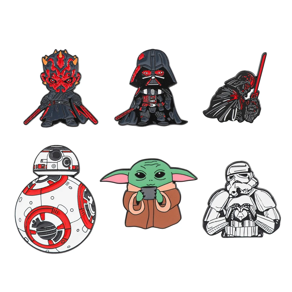 6pcs Star Wars Enamel Pins Set Retro Brooches Badges for Backpacks Jackets Hats Cool Collection Gift for Fans Cosplay Accessorie