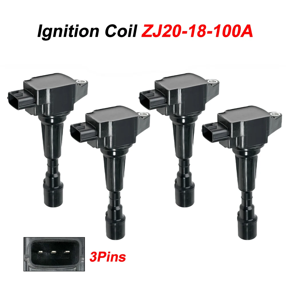 4PCS ZJ20-18-100A New Ignition Coil For Mazda 2 1.5L I4 2011-2014 ZJ2018100A UF655 High Quality