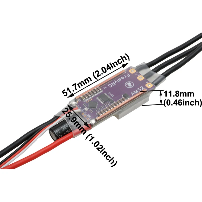 1PCS 32-bit BLDC Motor Electronic Speed Controller 2-6S 75A AM32/ESCape32 ESC with Welded Capacitor 14AWG Wire for Drone RC Car
