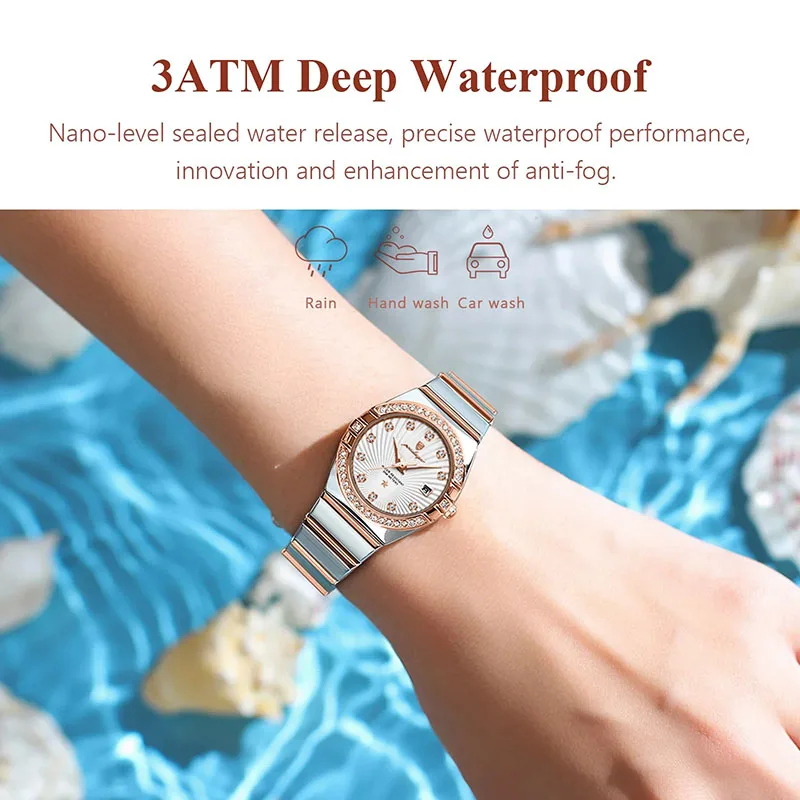 Luxury Diamond Brand Womens Watches Top Waterproof Ultra Thin Ladies Watch Rose Gold Luminous Calendar Quartz Clock Female 2024