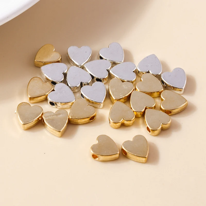Leslie 50pcs 7*8mm Alloy Gold Silver Plated Tiny Love Hearts Charms for Jewelry Making Women Alloy Pendant Necklace Diy Findings
