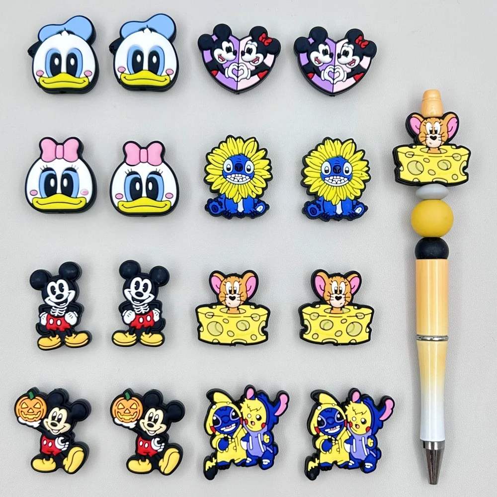 ลูกปัดซิลิโคนการ์ตูนขนาดเล็ก 10 ชิ้น สำหรับทำสร้อยคล้องจุกนม ปากกา หรือเครื่องประดับ อุปกรณ์ตกแต่ง ลูกปัดซิลิโคนเกรดอาหารสำหรับของเล่นเด็ก