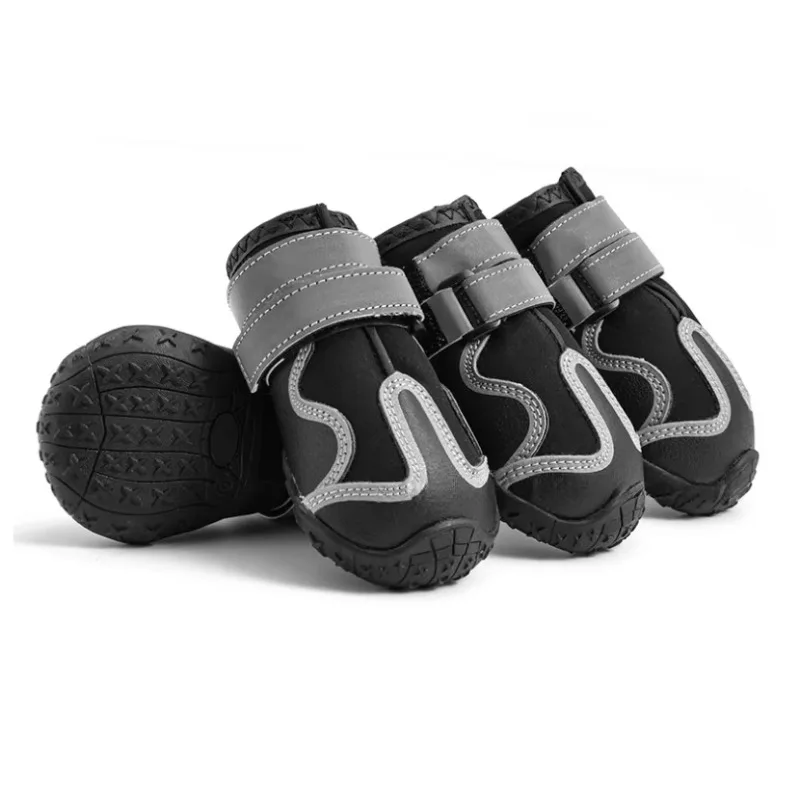 Hot Selling Reflective Black Color Waterproof Dog Shoes Pet Booties