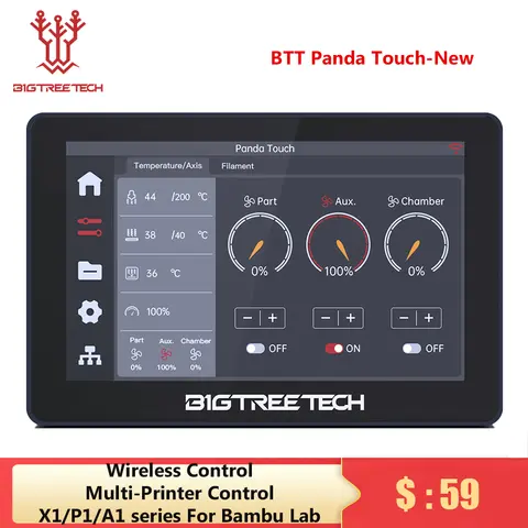 BIGTREETECH Panda Touch pantalla táctil Wifi de 5 pulgadas para Bambulab P1P P1S Control multiimpresora pantalla Klipper inalámbrica