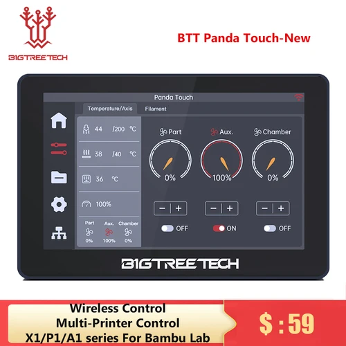 BIGTREETECH Panda Touch pantalla táctil Wifi de 5 pulgadas para Bambulab P1P P1S Control multiimpresora pantalla Klipper inalámbrica
