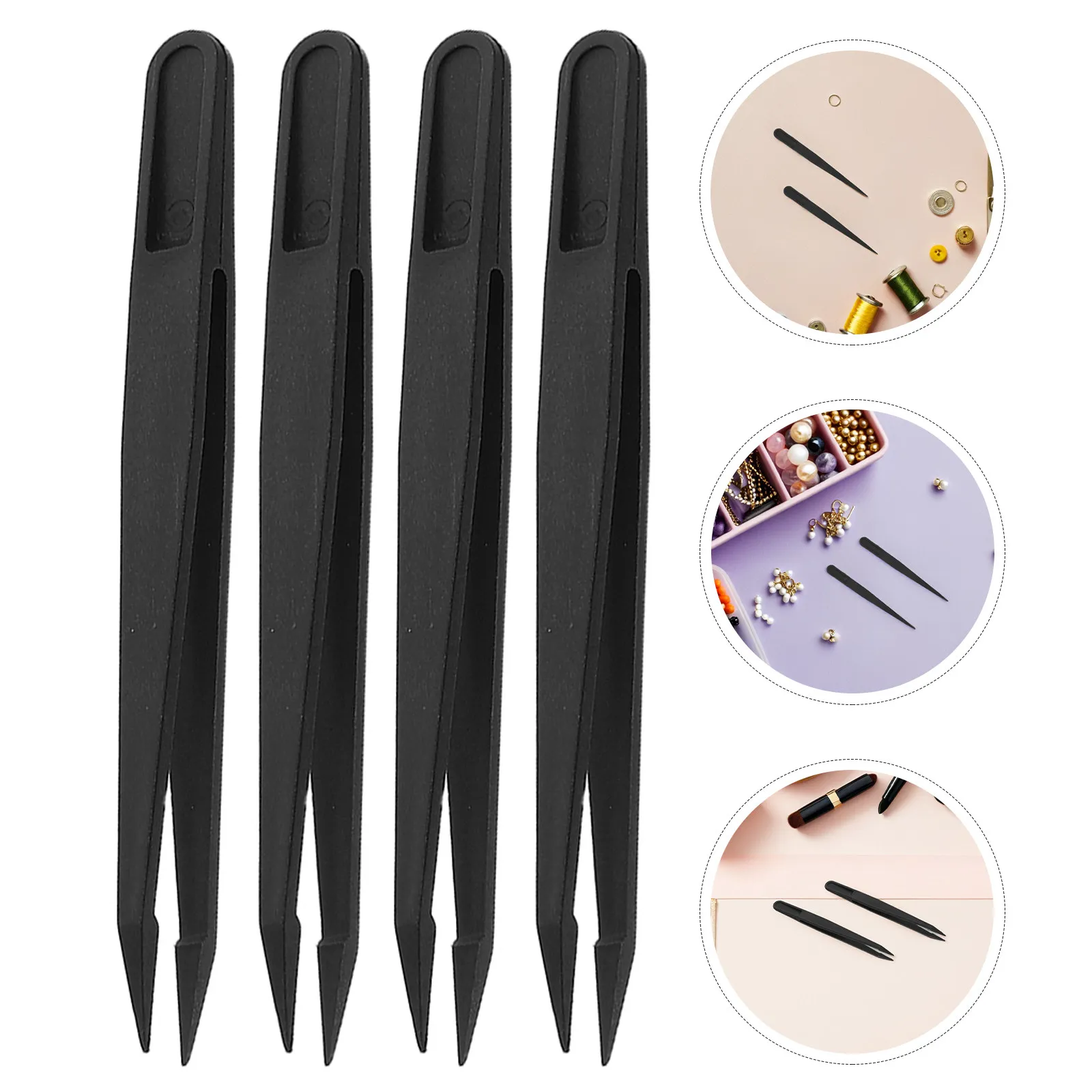 30Pcs Plastic Beads Tweezers Straight Tip Kids Crafting Tools for Jewelry Making Fine Motor Skills Science Exploration
