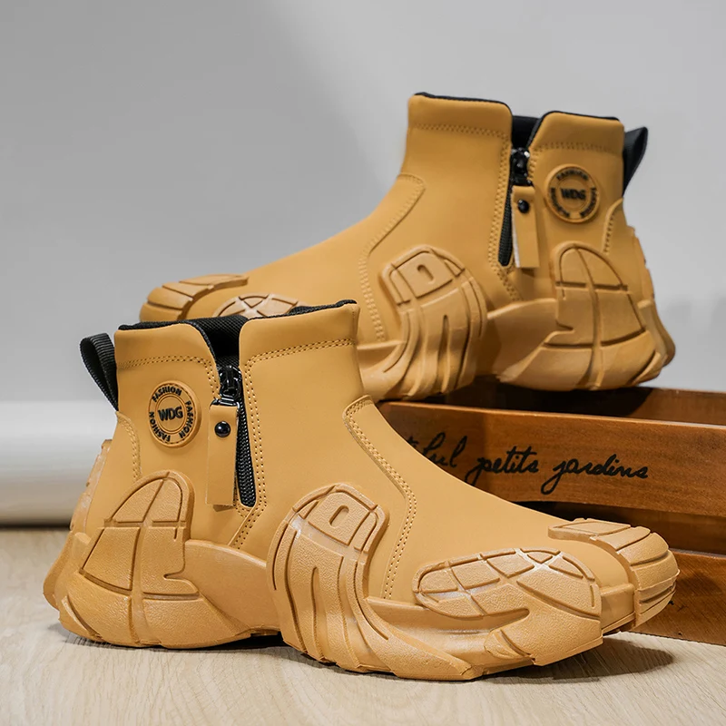 

Осенние мужские высокие кроссовки цвета хаки, модельерские мужские ботильоны, удобные уличные ботинки на платформе, мужская обувь Mecha, botas hombre