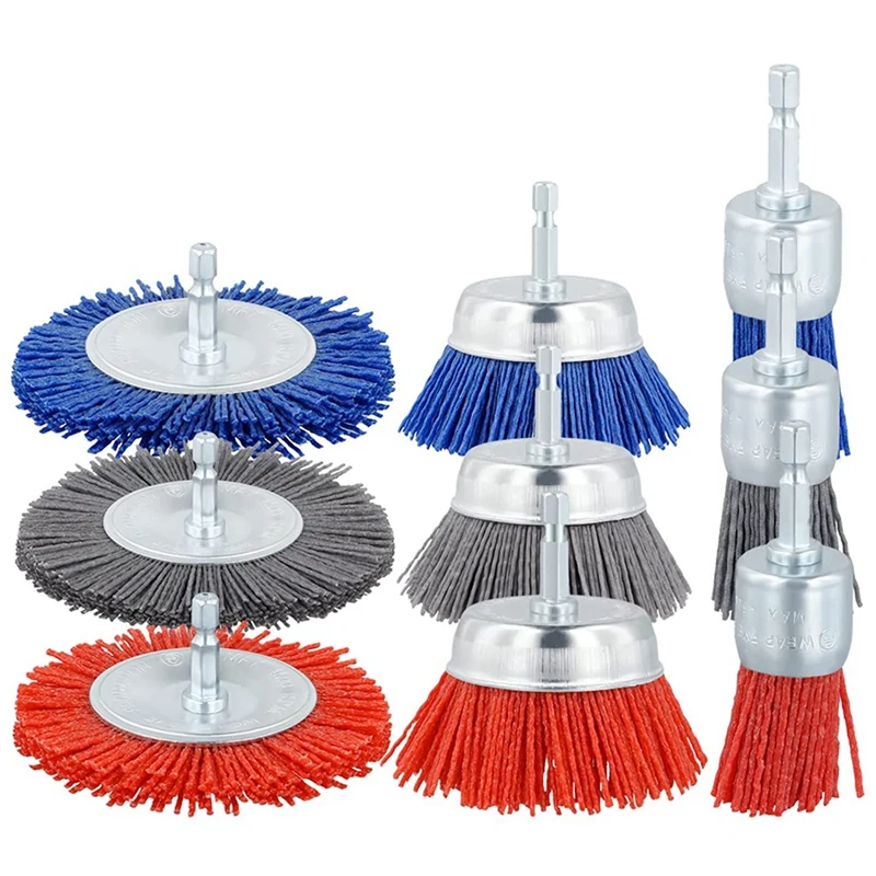 

Filament Abrasive Wire Brush Wheels,3Sizes Nylon Drill Brush Set With 1/4In Drill For Removal Of Rust Corrosion Paint