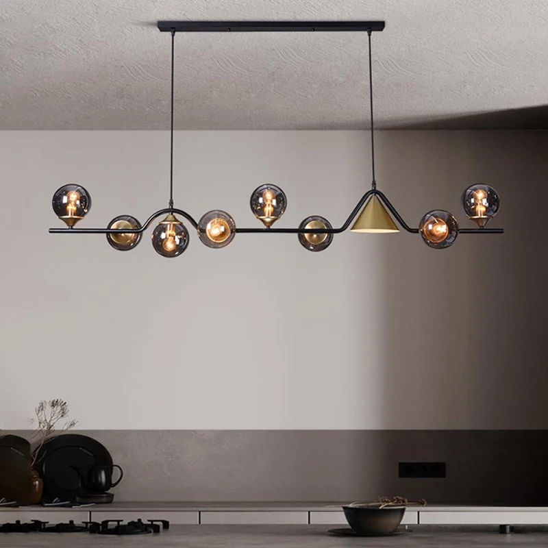 modern nordic glass chandelier minimalismo black gold lampada led luxo pingente luz restaurante e sala de decoracao long strip 01