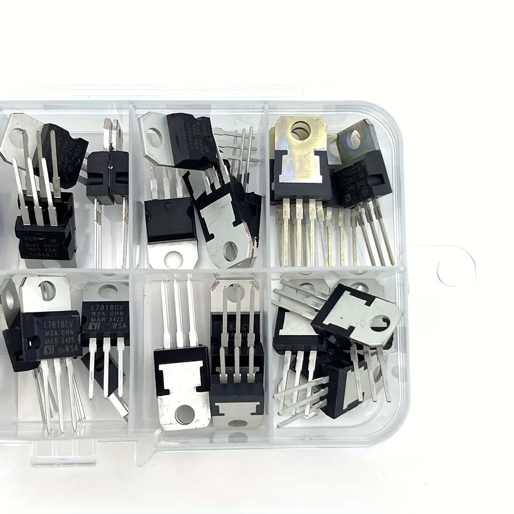 LM317T L7805 L7806 L7808 L7809 L7810 L7812 L7815 L7909 L7915 Transistor Assortment Kit 15Value*5Pcs 75PCS Voltage Regulator Box