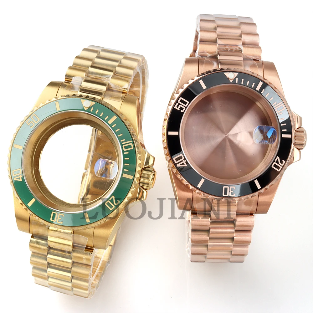 

40mm NH35 Rose Gold/Gold Case Presidential Bracelet Solid Stainless Steel Fit Sub GMT NH34 NH35 NH36 NH38 Movement Yacht-Master