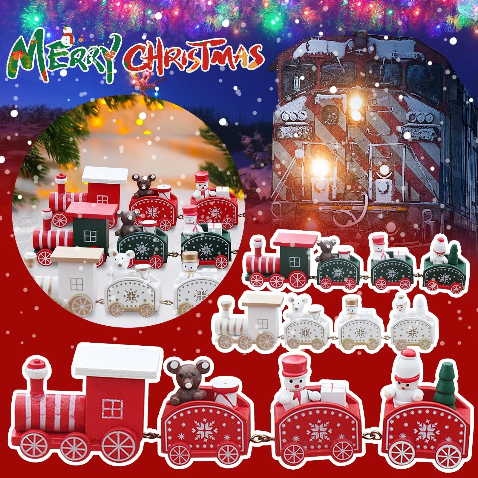 Plastic Train Christmas Decorations Santa Claus Children's Day Gift Toys Props Scenarios Decorating The Family Table