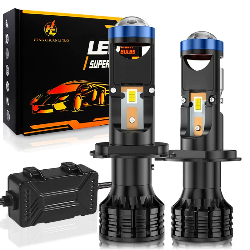 H4 H7 LED Mini Projector Lens Car Headlight Canbus Turbo Bulb 30000LM H4 Hi/Lo Beam Spotlight LHD 6000K 12V 24V  Fog lamp bulb