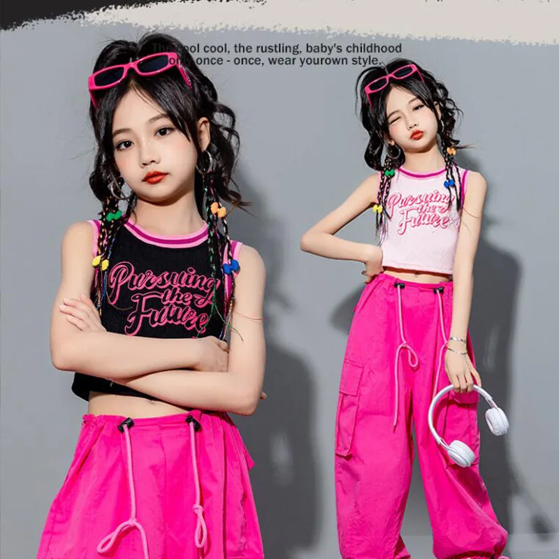 Meisjes Hiphop Kleding Crop Tank Tops Kinderen Cargo Joggers Streetwear Kleding Sets Kids Cool Kpop Dance Jazz Show Kostuums