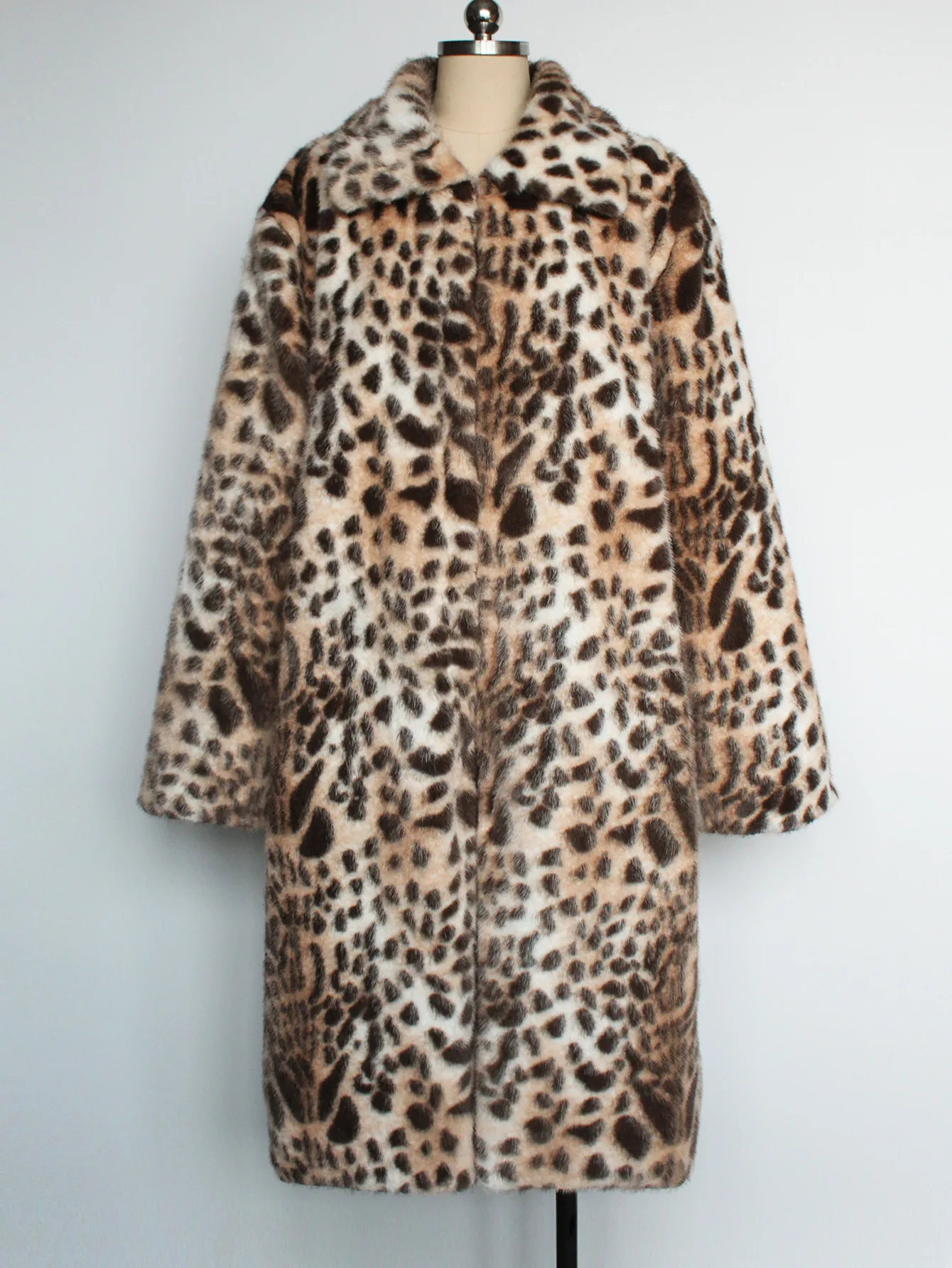 Kurtki zimowe 2025, grube, ocieplane, wydłużone płaszcze, futrzane, puszyste, długie płaszcze, odzież wierzchnia, retro męskie kurtki ze sztucznego futra w panterkę.