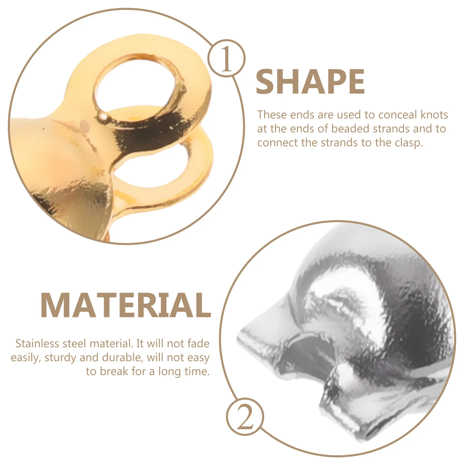 200 قطعة نهاية معدنية مشبك عدة صنع المجوهرات عقدة يغطي ل عقد دي اي واي سوار المشابك عقدة يغطي لصنع المجوهرات #1
