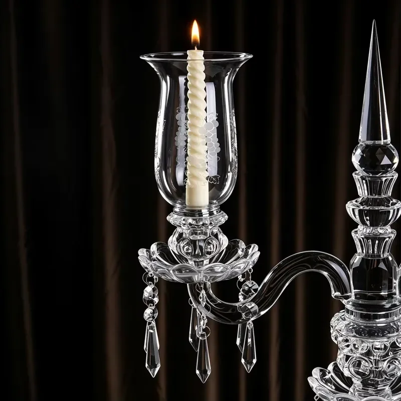 2-Arm K9 crystal candlestick, windproof glass candlestick, romantic dinner, luxury home dining table decoration