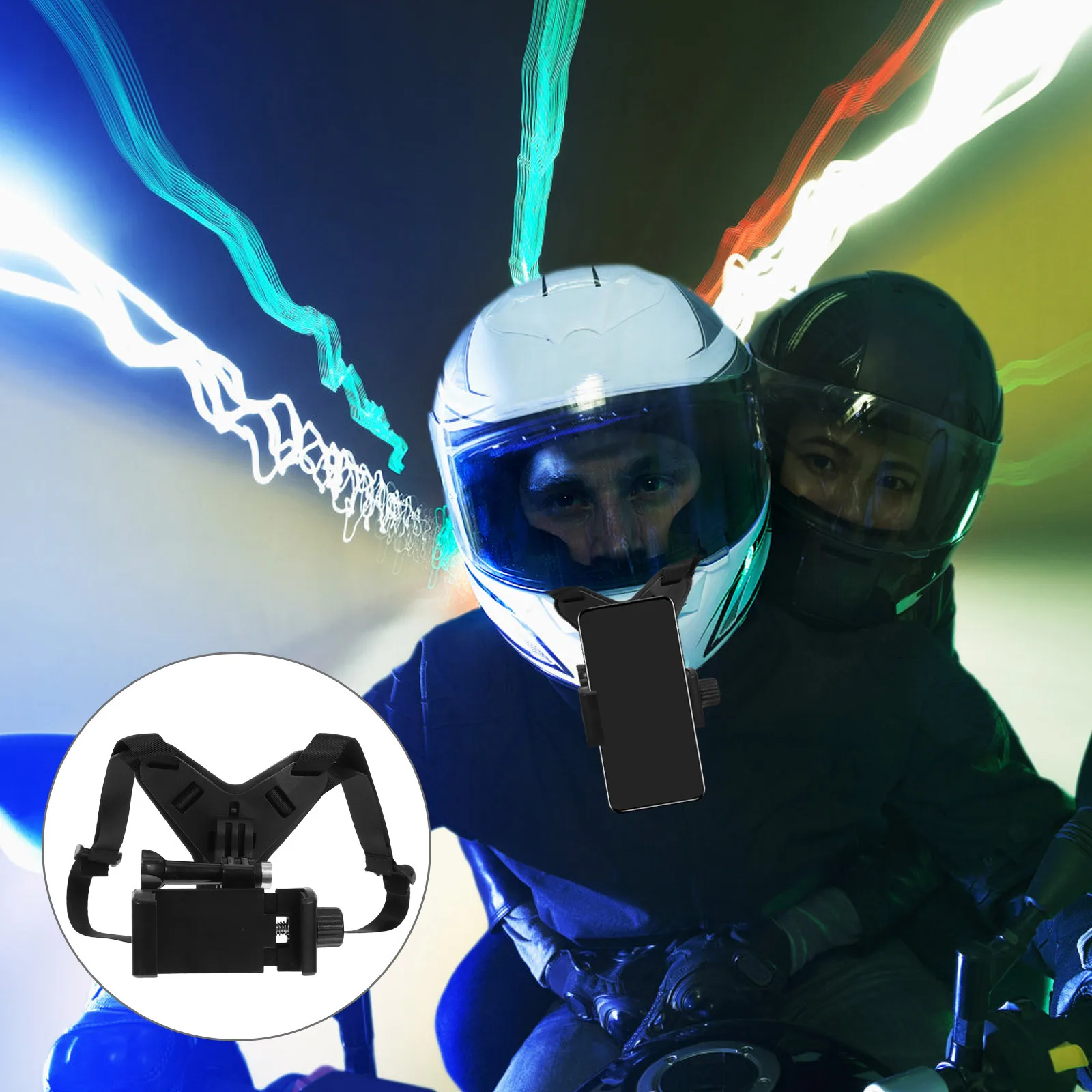 

Chin Mount for Phone and Camera - Adjustable Buckle Strap Motorcycle Mount - Shockproof Stable Fit for Smartphone