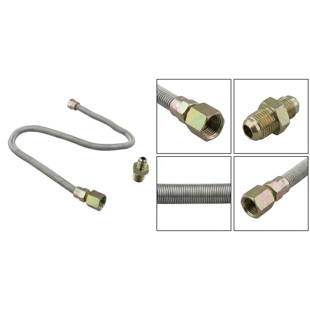 24 Inch For Flexible Gas Line Bellows 304 Stainless Steel Black Coating Silent Whistle Free Leak For Proof For Fire Fireplace