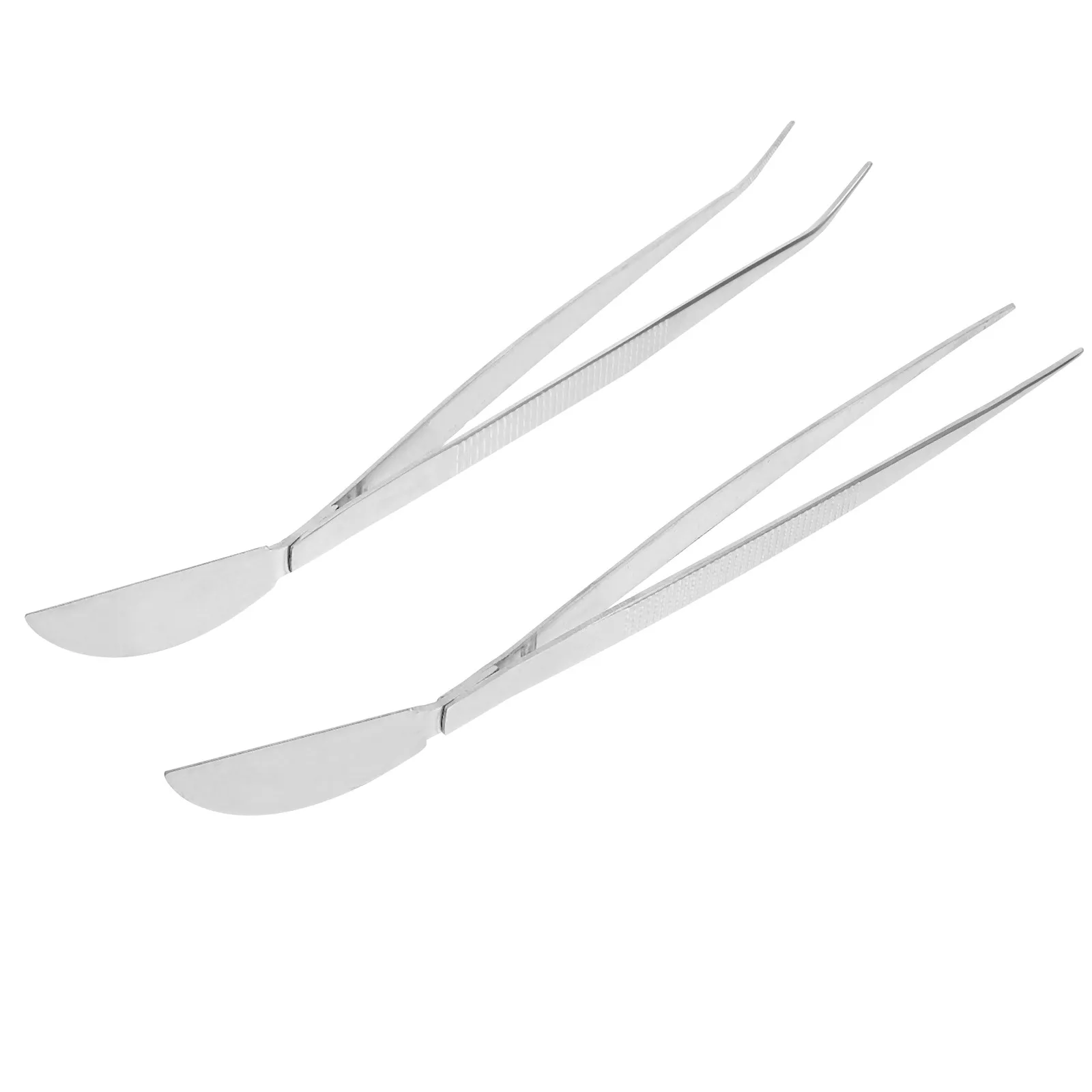 2Pcs Bonsai Tweezers Stainless Steel Multifunctional Planting Tool with Tweezer and Scraper Ideal for Succulent Soil Craft