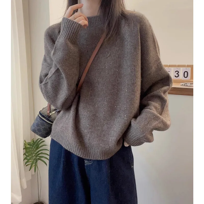 

Пуловер, женская одежда, новая вязаная шерстяная рубашка, весенне-осенний теплый трикотаж, топы с длинными рукавами, женский модный короткий свитер