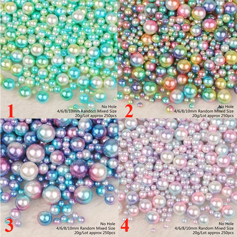 

250Pcs 4-10Mm Scrapbook For Jwwelly DIY Loose Round Beads No Hole Craft ABS Pearl Plastic Decotation Accessories Glossy