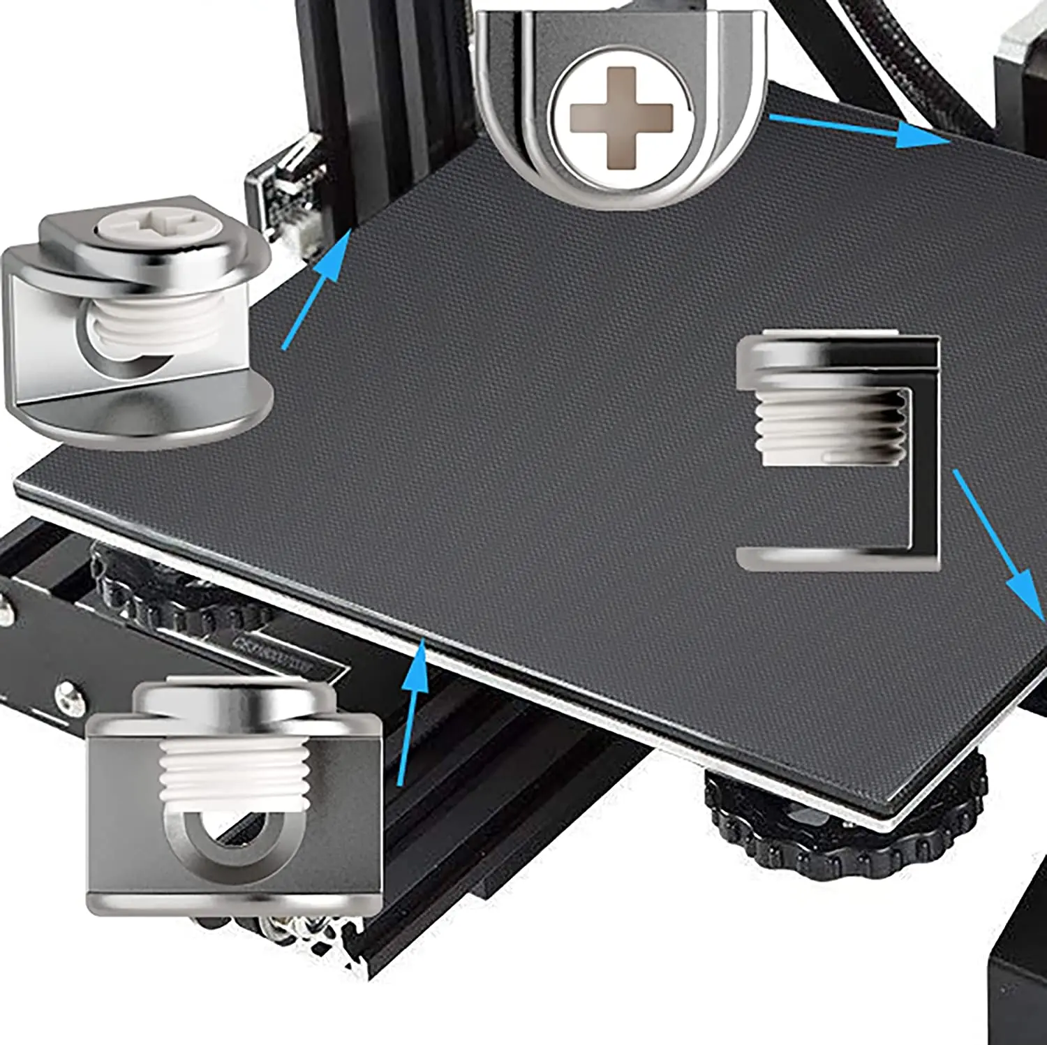 قابل للتعديل الفولاذ المقاوم للصدأ المشبك ل أندر 3 برو ، مقاطع السرير الساخن ، ملحقات طابعة ثلاثية الأبعاد ، V2 ، CR-20 ، CR-10S ، الزجاج ، 12 قطعة ، 4 قطعة
