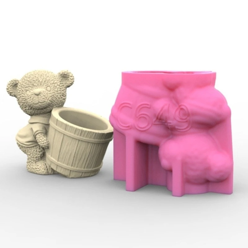 Bear Flowerpot Silicone Molds Plaster Concrete Storage Jar Making Molds Decors Dropship