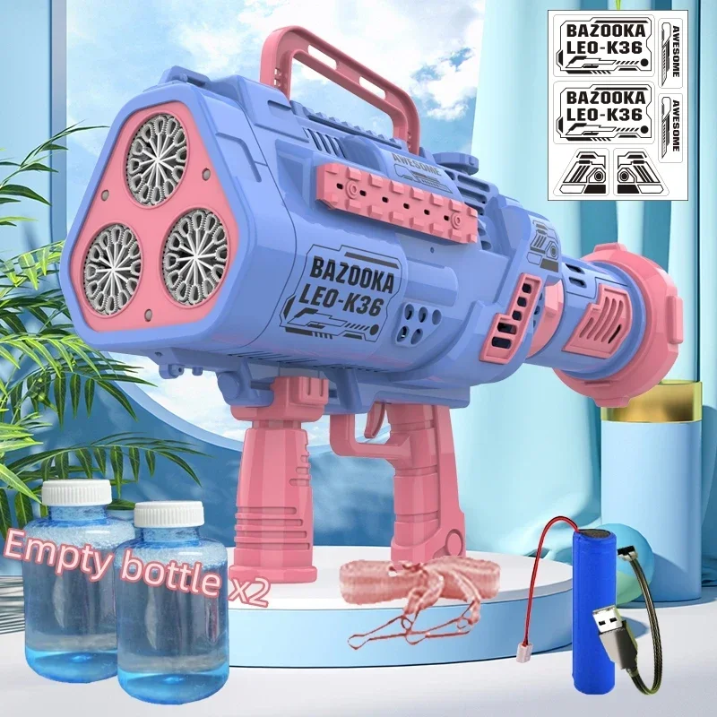 Pistola de burbujas de cohete automática grande para niños, máquina de burbujas con agujeros grandes de dinosaurio, lanzador de pistola, soplador de jabón, juguetes al aire libre