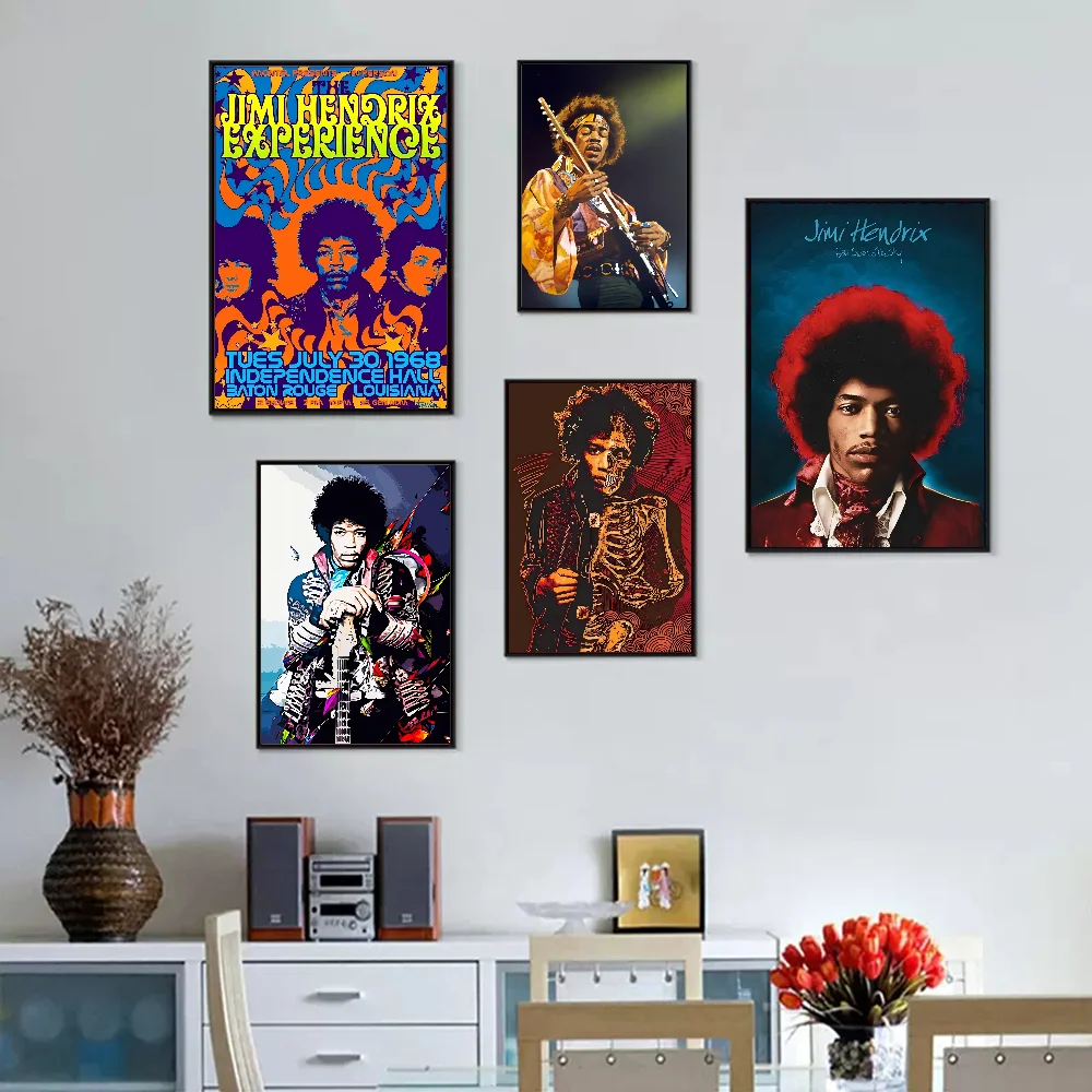 SINGER J-JIMI H-HENDRIX Self-adhesive Art Poster Whitepaper Prints Posters Artwork Aesthetic Art Wall Painting