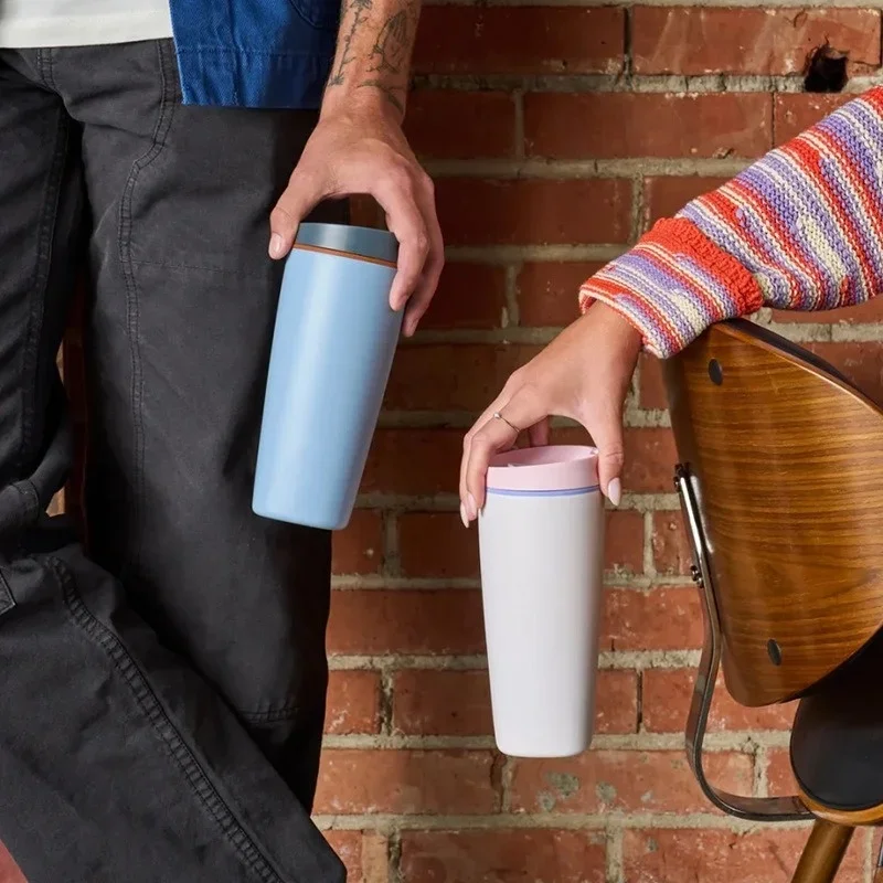 BPA الحرة 12/20 أوقية مكنسة من الفولاذ المقاوم للصدأ فنجان القهوة بسيط موضة القهوة بهلوان الرياضة في الهواء الطلق كوب محمول الأزواج أكواب