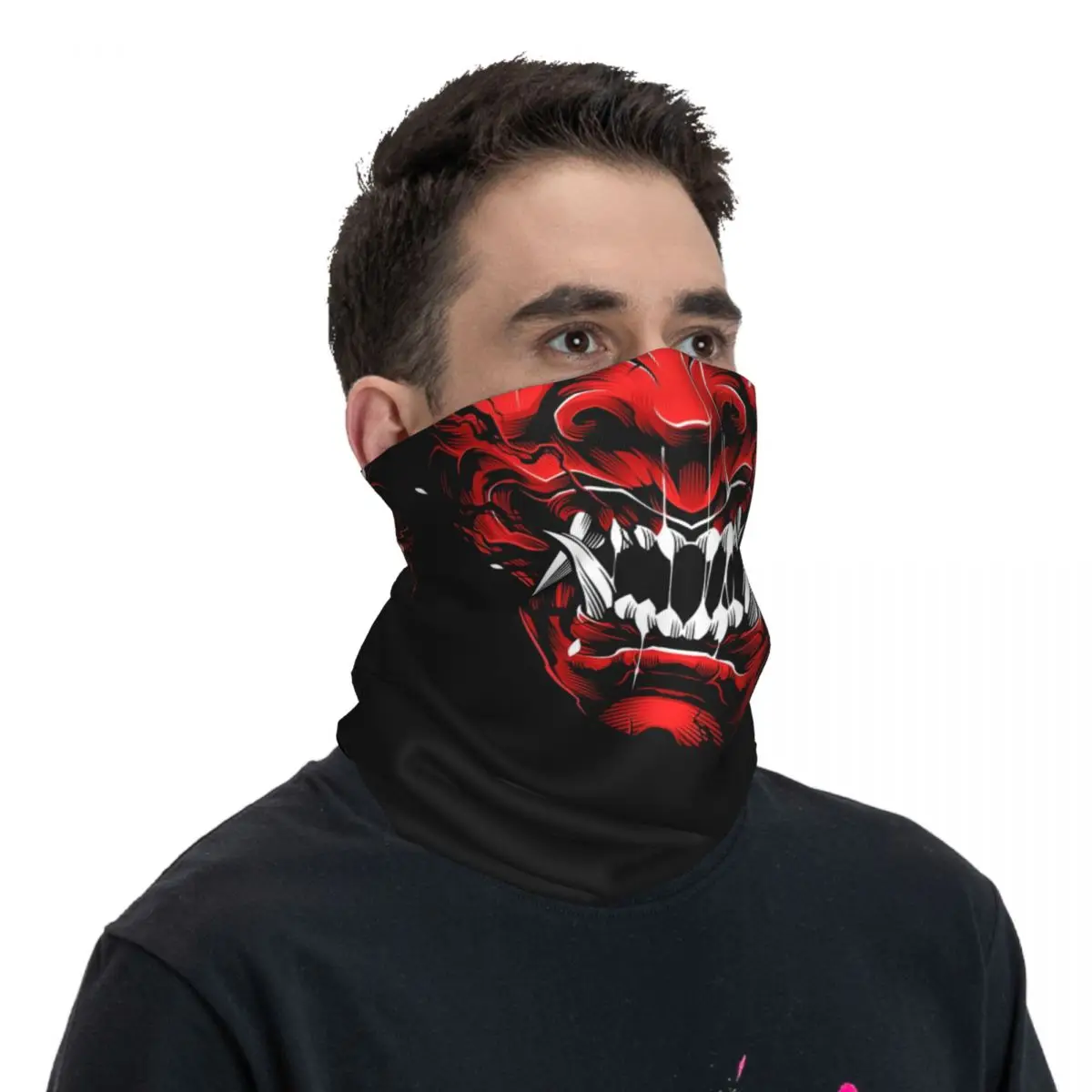 Hannya-Bandana con diseño de demonio para hombre y mujer, pasamontañas transpirable para ciclismo, Unisex