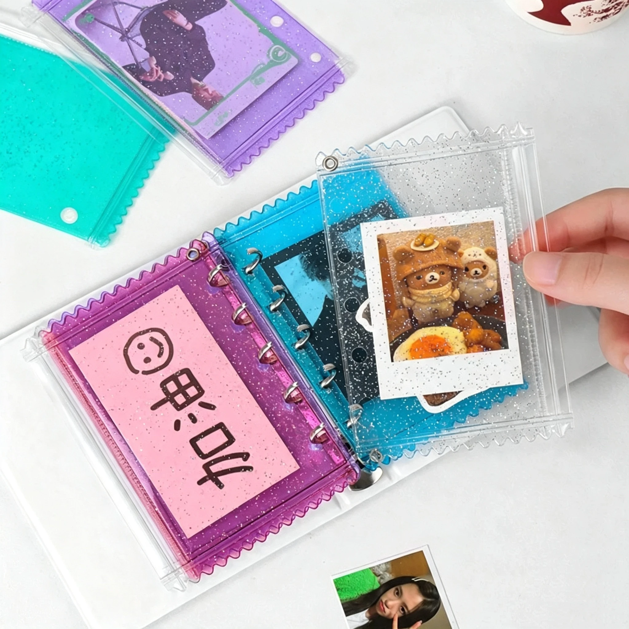 M5 5Holes Candy Collorful Binder Pockets Binder Zipper Folders Notebook Binder Waterproof Pvc Leaf Document Filing Bag