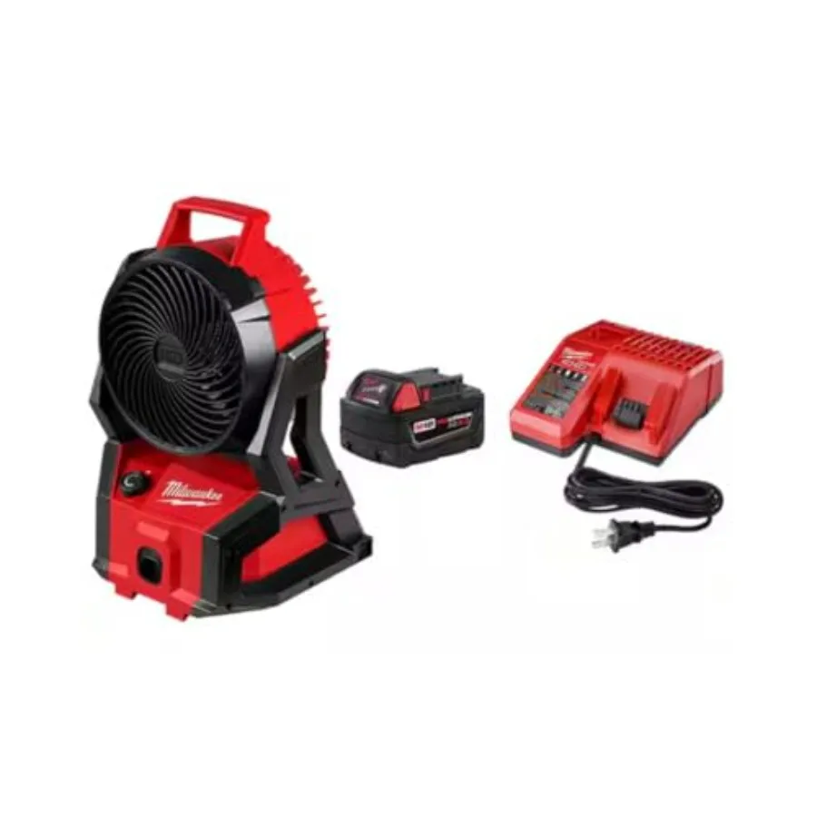 

Беспроводной вентилятор для рабочей площадки с аккумулятором M18 REDLITHIUM XC 5 Ач и зарядным устройством для наружных строительных площадок Высокоскоростной поток воздуха Lightwei