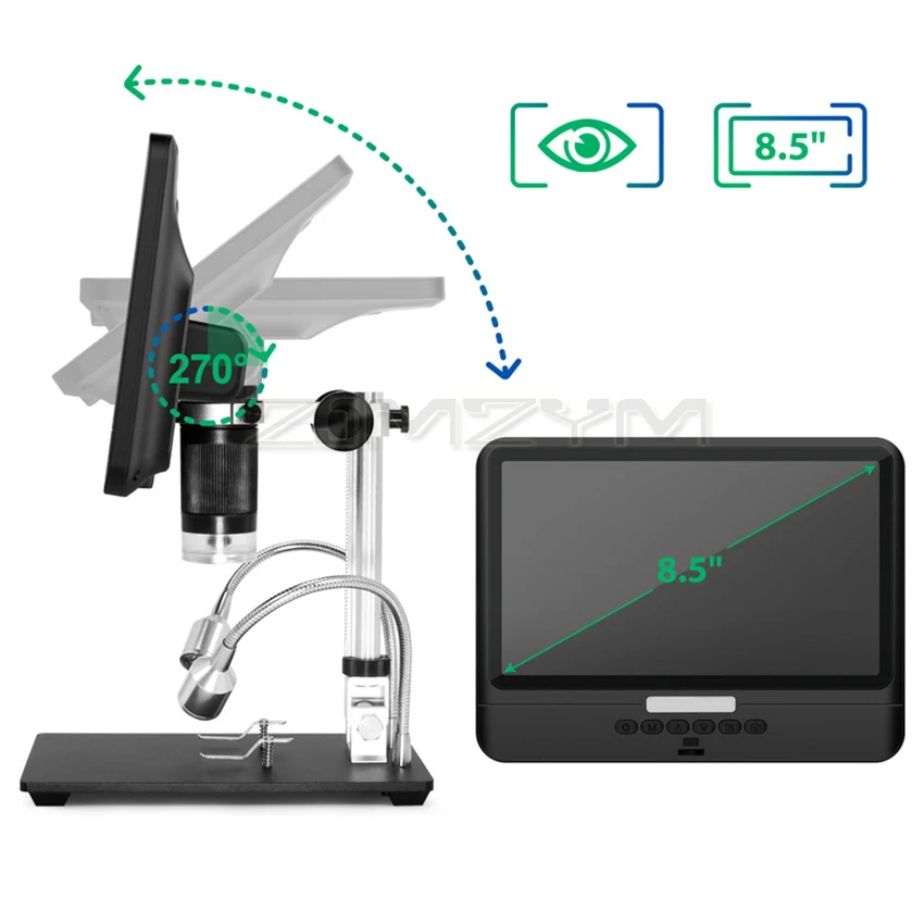 Imagem -04 - Display Lcd Ajustável para Solda Microscópio Digital Ferramenta de Escopo Preto Ad208 85 1080p 260x