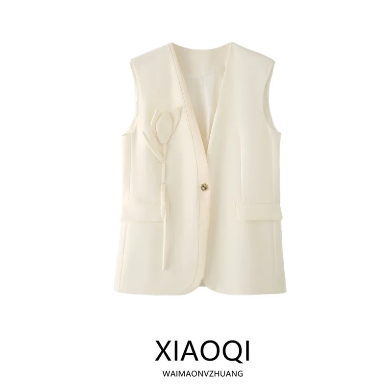 

Новинка лета 2025: Женский асимметричный жилет-жакет с цветочным принтом, V-образным вырезом, в стиле пэчворк, универсальный, с дизайнерским акцентом